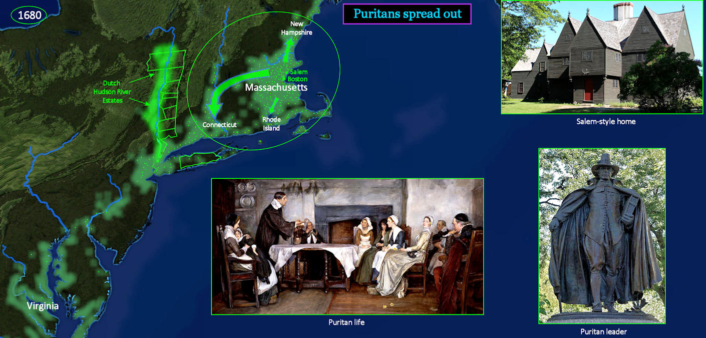 Puritan New England, 1680 map